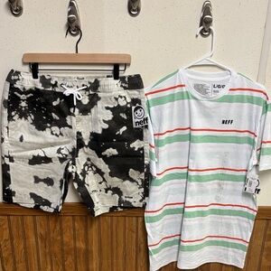 Neff - Men’s bundle (t-shirt/shorts) - size Large.